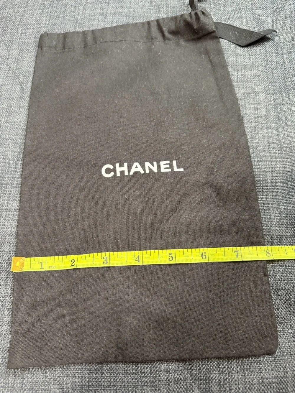 CHANEL Black Dust Bag Pouch with White Logo